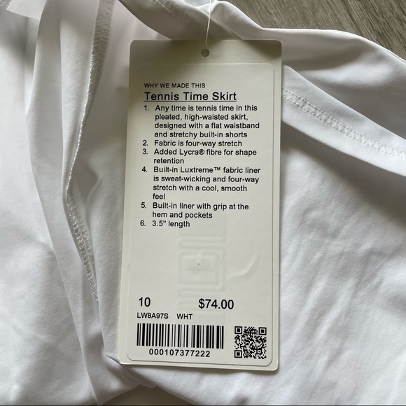 Lululemon Tennis Time High-Rise Skirt - White - Picture 5 of 10